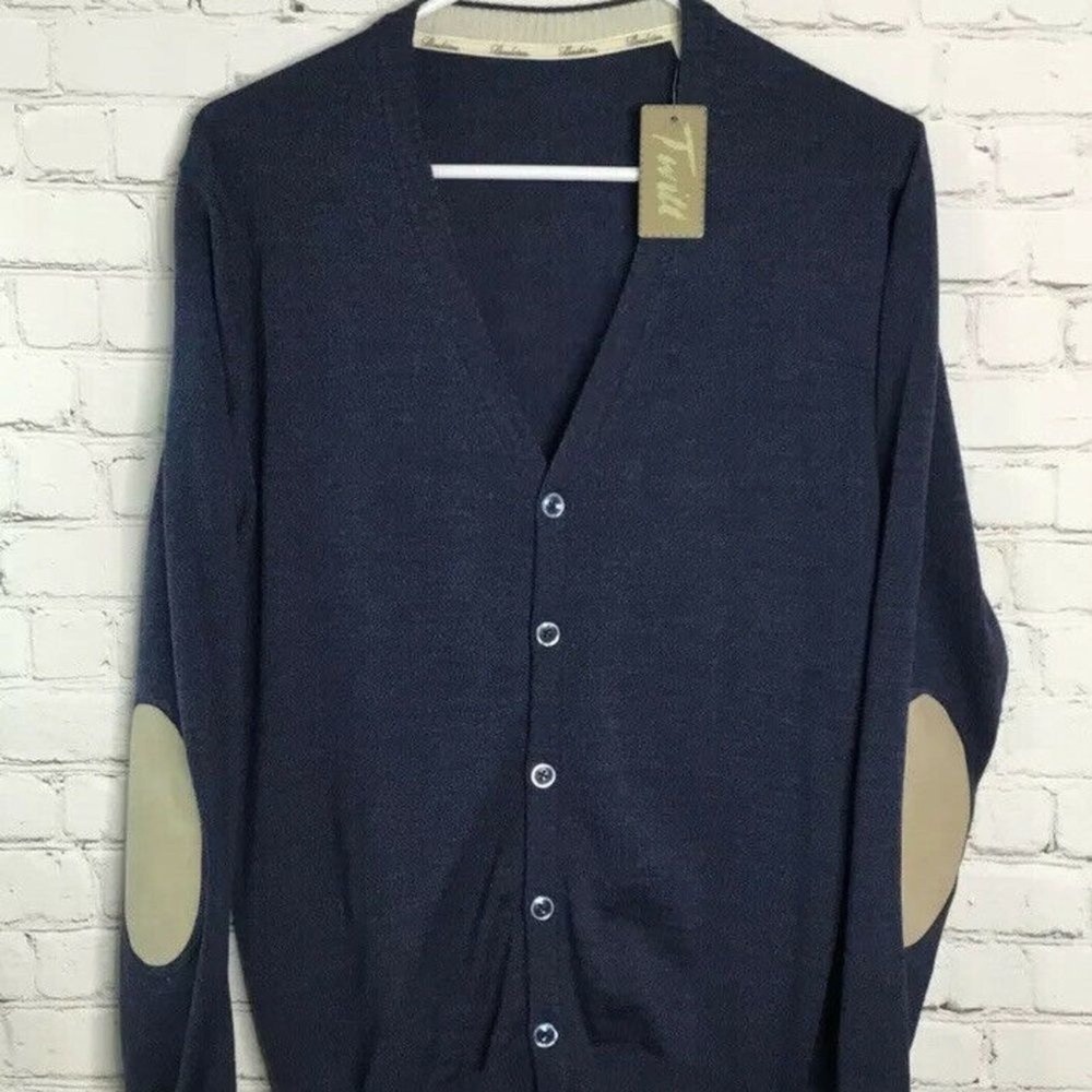 NWT Twill By Scott Dayton Navy Long Sleeve Button Front Cardigan Men L Poland